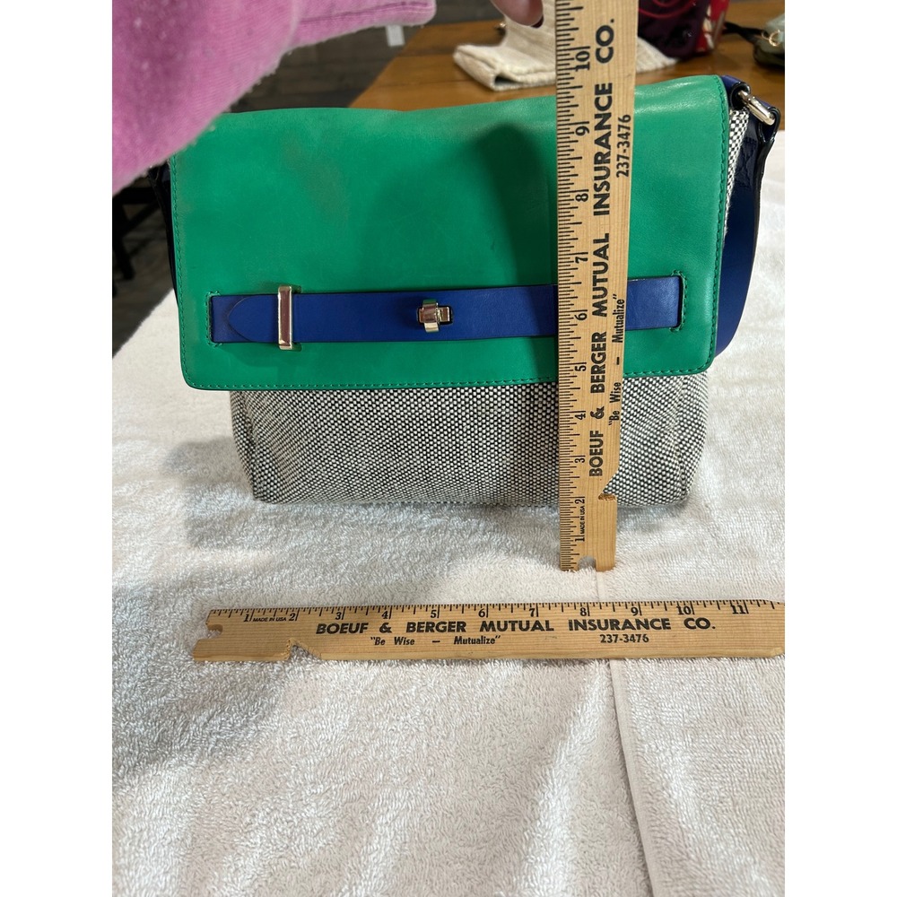 Kate Spade NY Carter Caden St. Crossbody Bag Green Blue Tweed Colorblock Sample - Picture 15 of 16